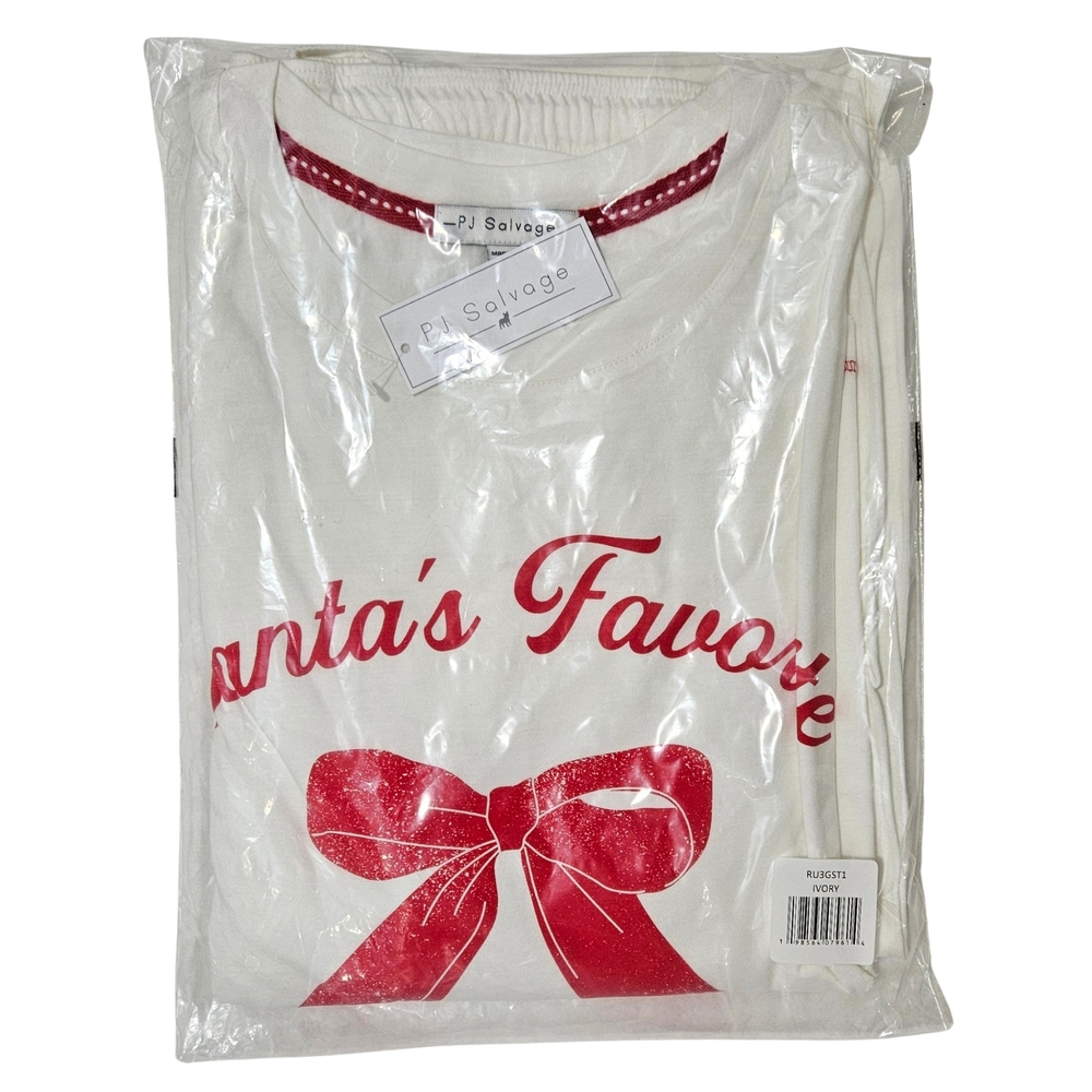 PJ Salvage Pajama Set Santa's Favorite Large, XL Ivory Red NWT 🎅